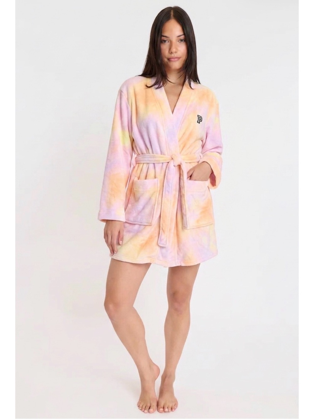 Victorias Secret Pink Super Plush Cozy Fleece Robe TIE-DYE M / L